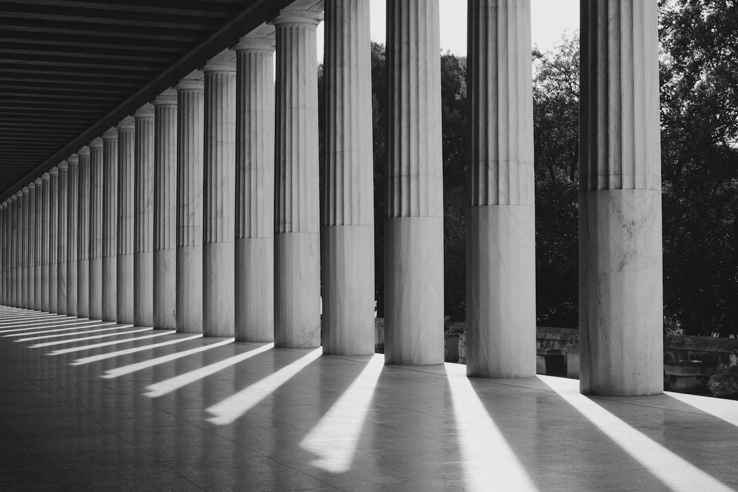 A classical columned building, evoking the institutional foundations of the organization