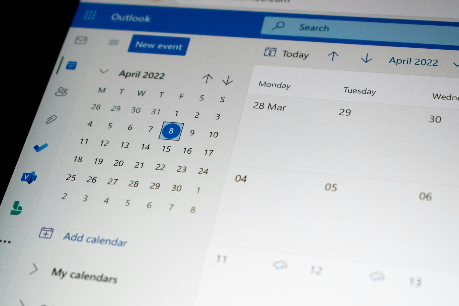 A calendar displayed on a computer screen, for tracking the one-year intent to file deadline