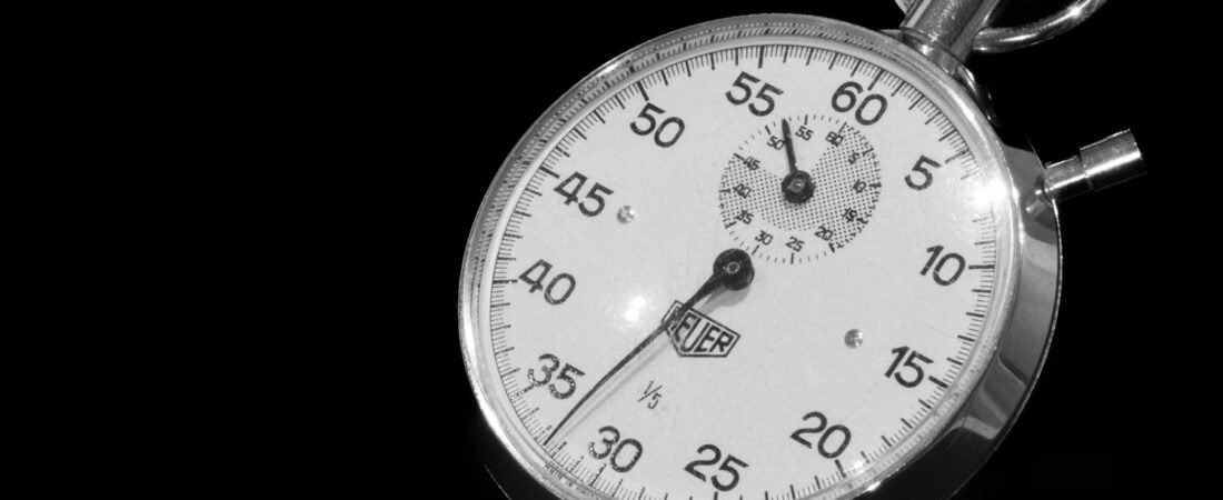 A close-up of a stopwatch, representing the moment an intent to file starts the clock