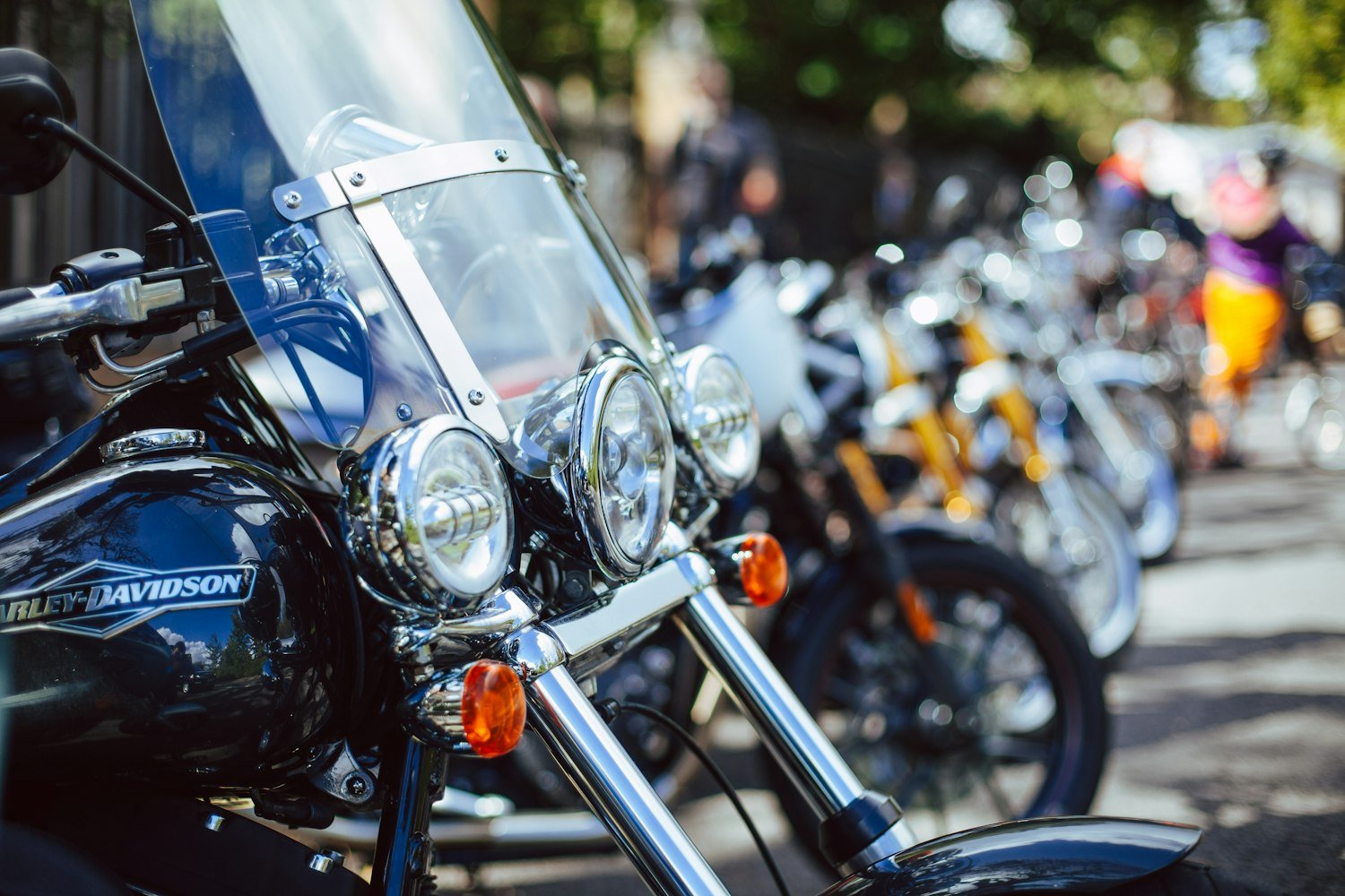 A close-up of a touring motorcycle of the kind commonly ridden on long charity runs